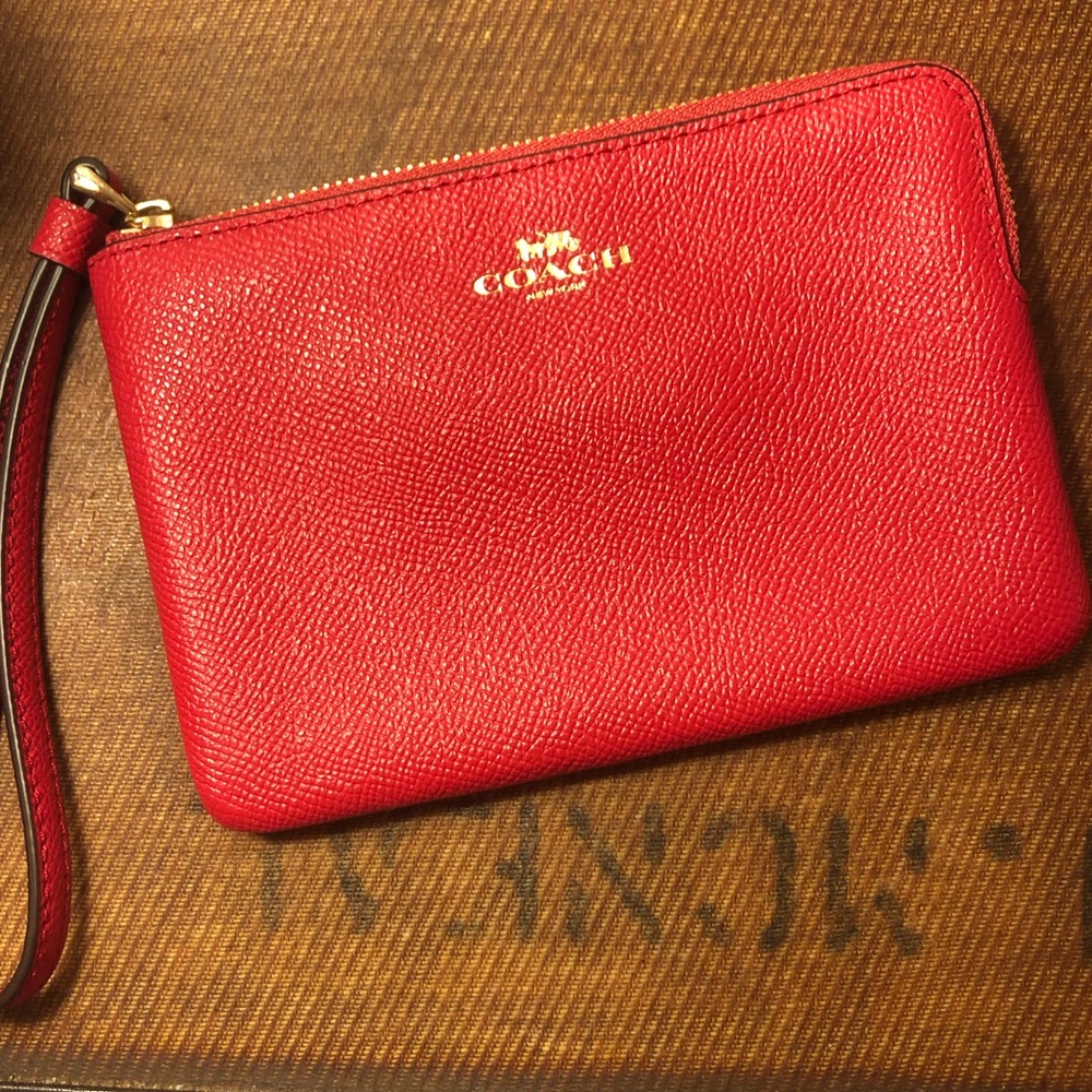 Red Coach Clutch Purse / Wallet